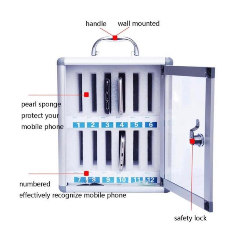 Bellveen Cell Phone Locker 12 Slots Metal Mobile Phone Storage