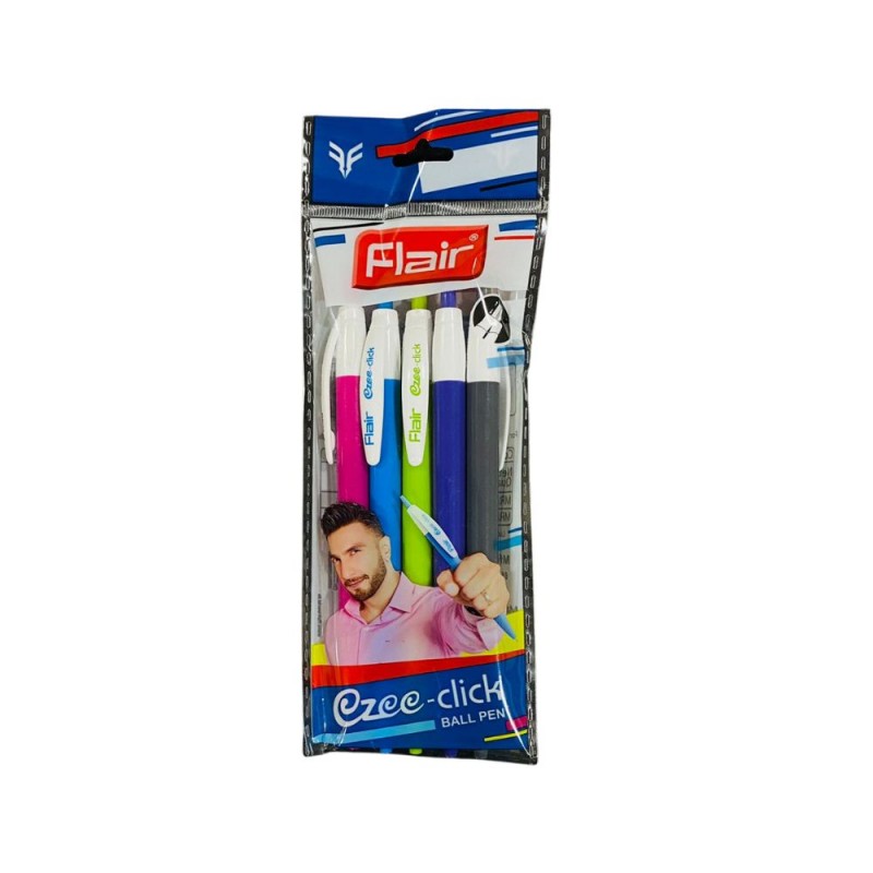 Flair Easy Blue Ball Pen Pack of 5 Pcs